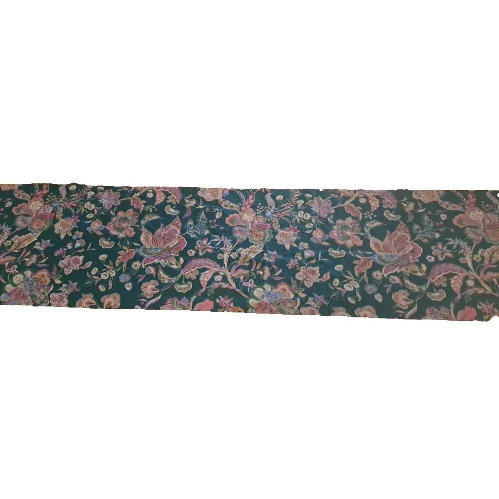 Lotus Flower Valance Dark Green Art Deco Style Baroque Floral Elegant 16x70